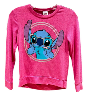 Girls Stitch With Glasses Pink Sweater
